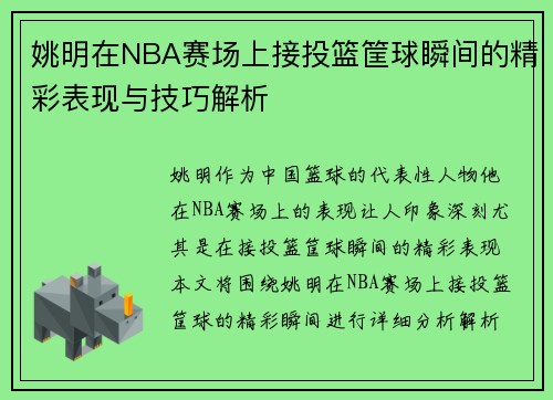 姚明在NBA赛场上接投篮筐球瞬间的精彩表现与技巧解析